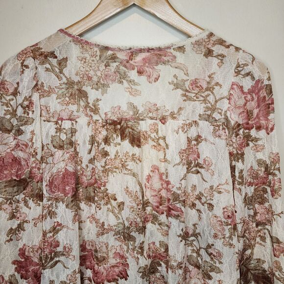 Ralph Lauren Denim Supply Crochet Lace Floral Y2K Peasant Top Womens Medium - Picture 9 of 12